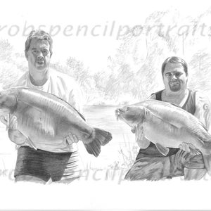 Fishing Portrait Hand drawn from your photo Bespoke Personalised Gift for Angler Fisherman From Artist Robin Woolnough image 8