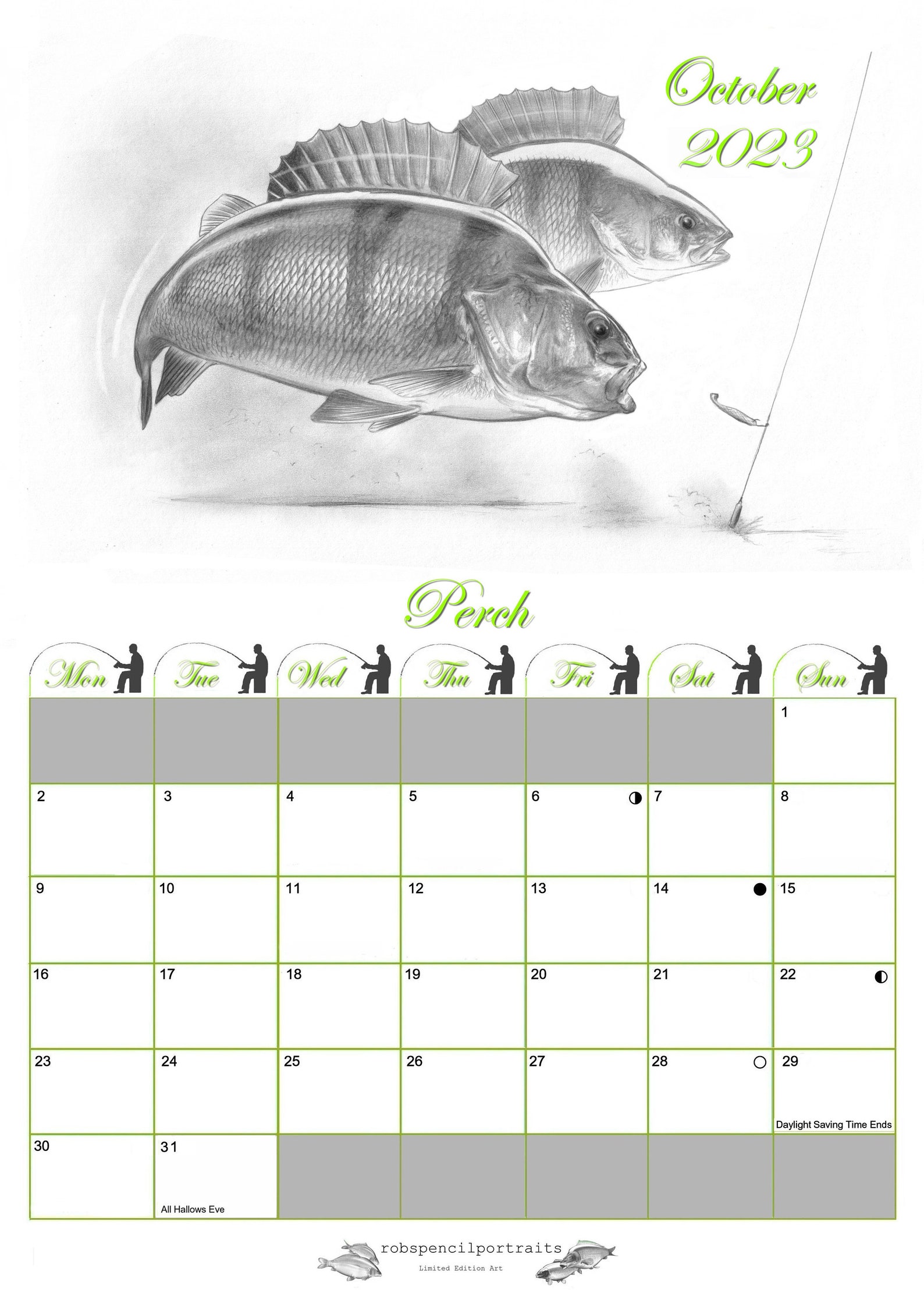2023 FISHING CALENDAR Featuring Art by Robin Woolnough 2023 Etsy