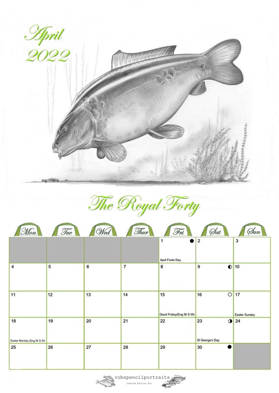 22 Carp Legends Handmade Fishing Calendar Featuring Art By Etsy