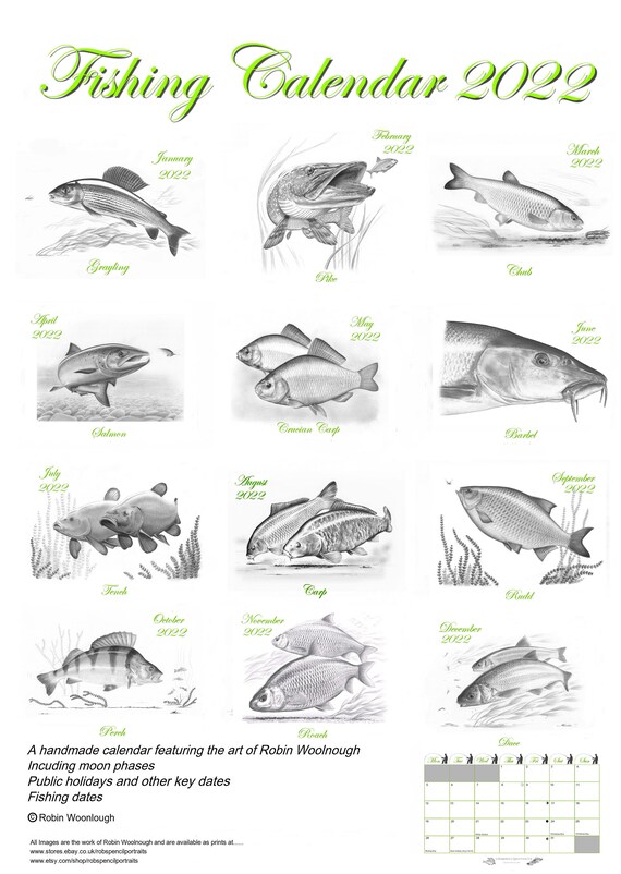 In Fisherman Calendar 2022 New 2022 Fishing Calendar Featuring Art By Robin Woolnough | Etsy Uk