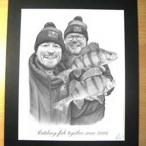Fishing Portrait Hand drawn from your photo Bespoke Personalised Gift for Angler Fisherman From Artist Robin Woolnough image 3