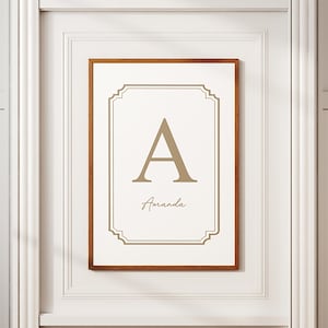 Impresión de inicial personalizada, decoración de pared con nombre personalizado, descarga digital, regalo para baby shower, pintura de pared con letras imprimibles, decoración con impresión en lienzo