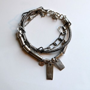 Sterling Silver Bracelet, Handmade Chain, Silver 925, Handmade Pendants, Layered Multi Strand Bracelet