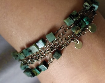african turquoise bracelet, sterling silver bracelet, boho silver 925 raw silver, turquoise beads