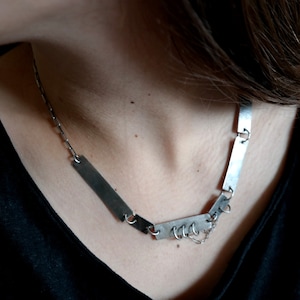 Statement Sterling Silver Necklace, Modern Jewelry, Unique Necklace, Industrial Jewelry