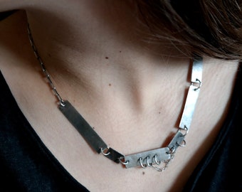 Statement Sterling Silver Necklace, Modern Jewelry, Unique Necklace, Industrial Jewelry