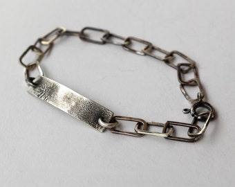 Men Silver Bracelet, Sterling Silver Chain, Handmade Silver Jewelry, Oxidized Raw Silver