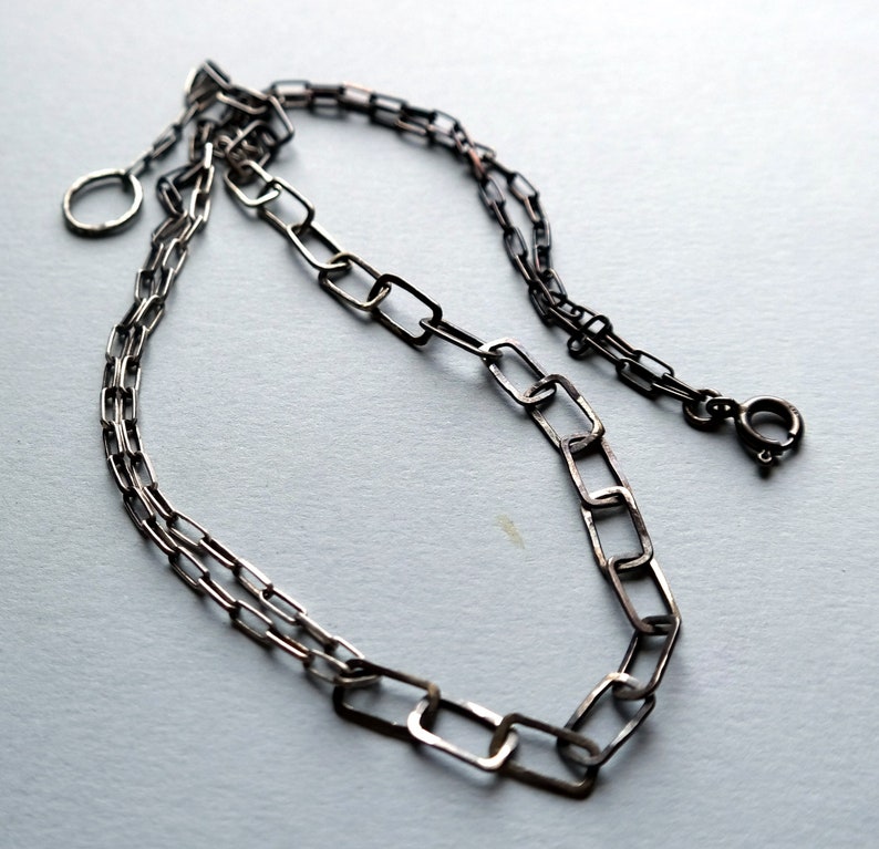 Oxidized Sterling Silver Necklace Handmade Chain Necklace Etsy
