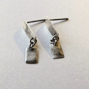 Sterling Silver Earrings, Rectangular Earrings, Fine Silver Jewelry, Raw Silver, image 7