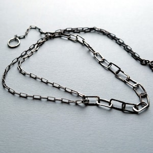 Oxidized sterling silver necklace handmade chain necklace,