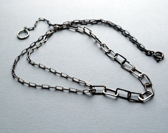 Oxidized sterling silver necklace handmade chain necklace,