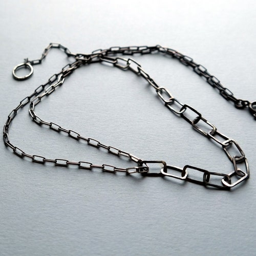 Oxidized Sterling Silver Necklace Handmade Chain Necklace Etsy