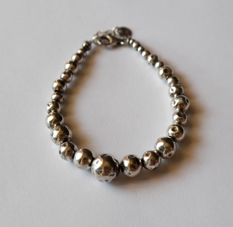 Sterling Silver Bead Bracelet Everyday Wear Casual Bracelet. - Etsy