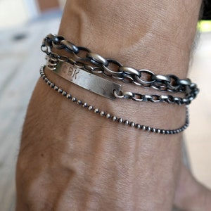 Herren Sterling Silber Armband, Bold Armband, Handmade Multi Strand , Statement Schmuck, Bar Armband, ID Armband