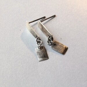 Sterling Silver Earrings, Rectangular Earrings, Fine Silver Jewelry, Raw Silver, image 8