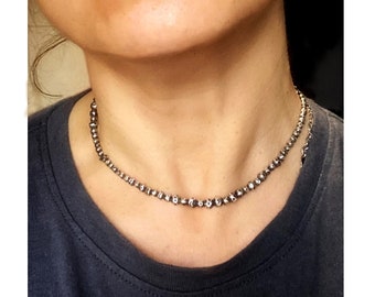 Sterling Silver Bead Necklace, 3 - 5 mm, Sterling Ball Necklace, Everyday Wear, Casual Necklace. Stackable Choker