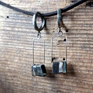 Raw Sterling Silver Earrings, Handmade Jewelry, Long Silver earrings,