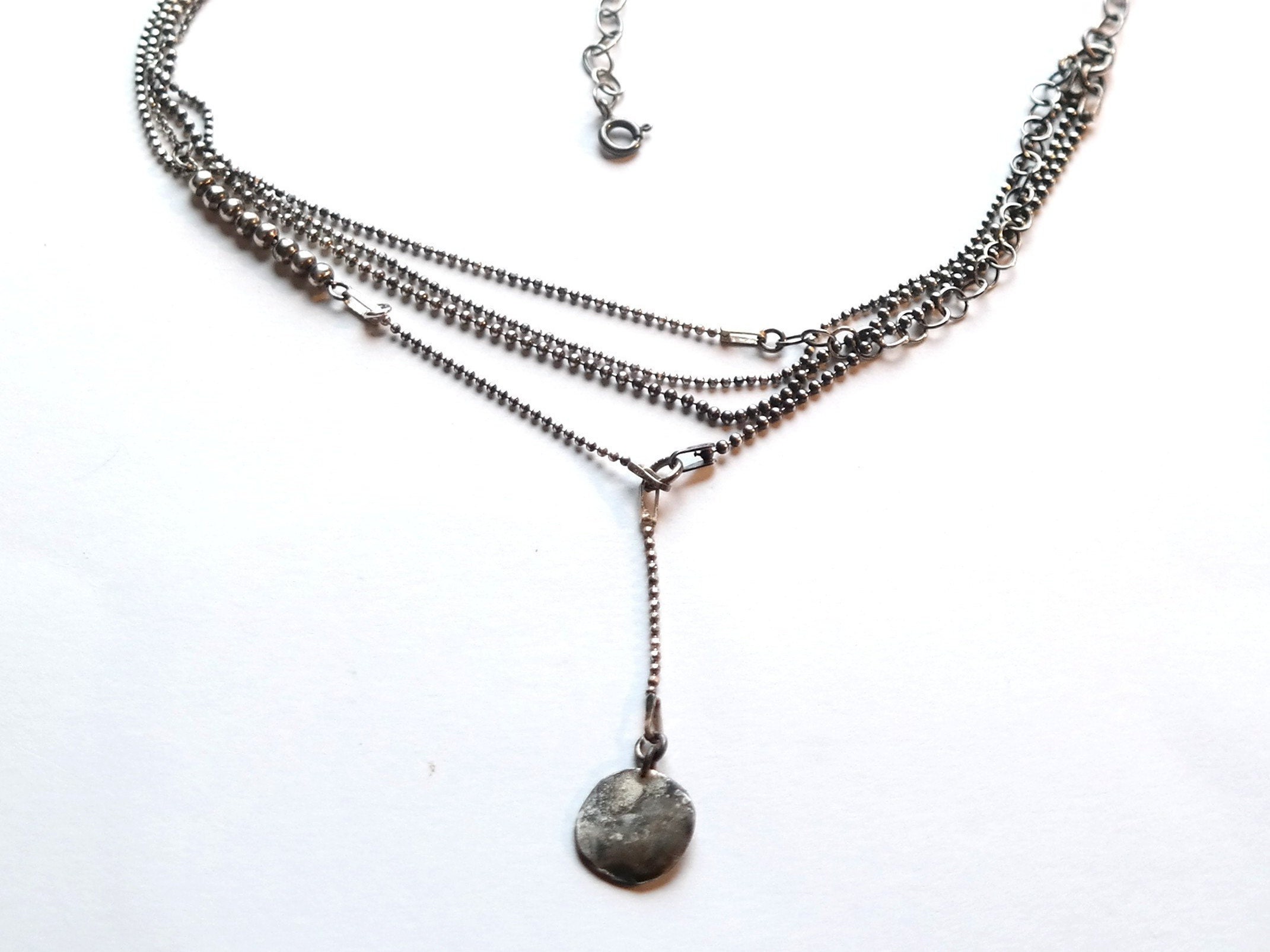 Sterling Silver Multi Strand Necklace With Handmade Silver Etsy