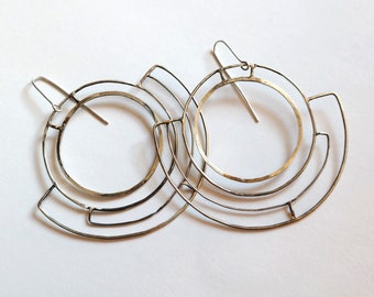 Statement Hoop Earrings, Sterling Silver, Large Hoop, Modern Oversized earrings