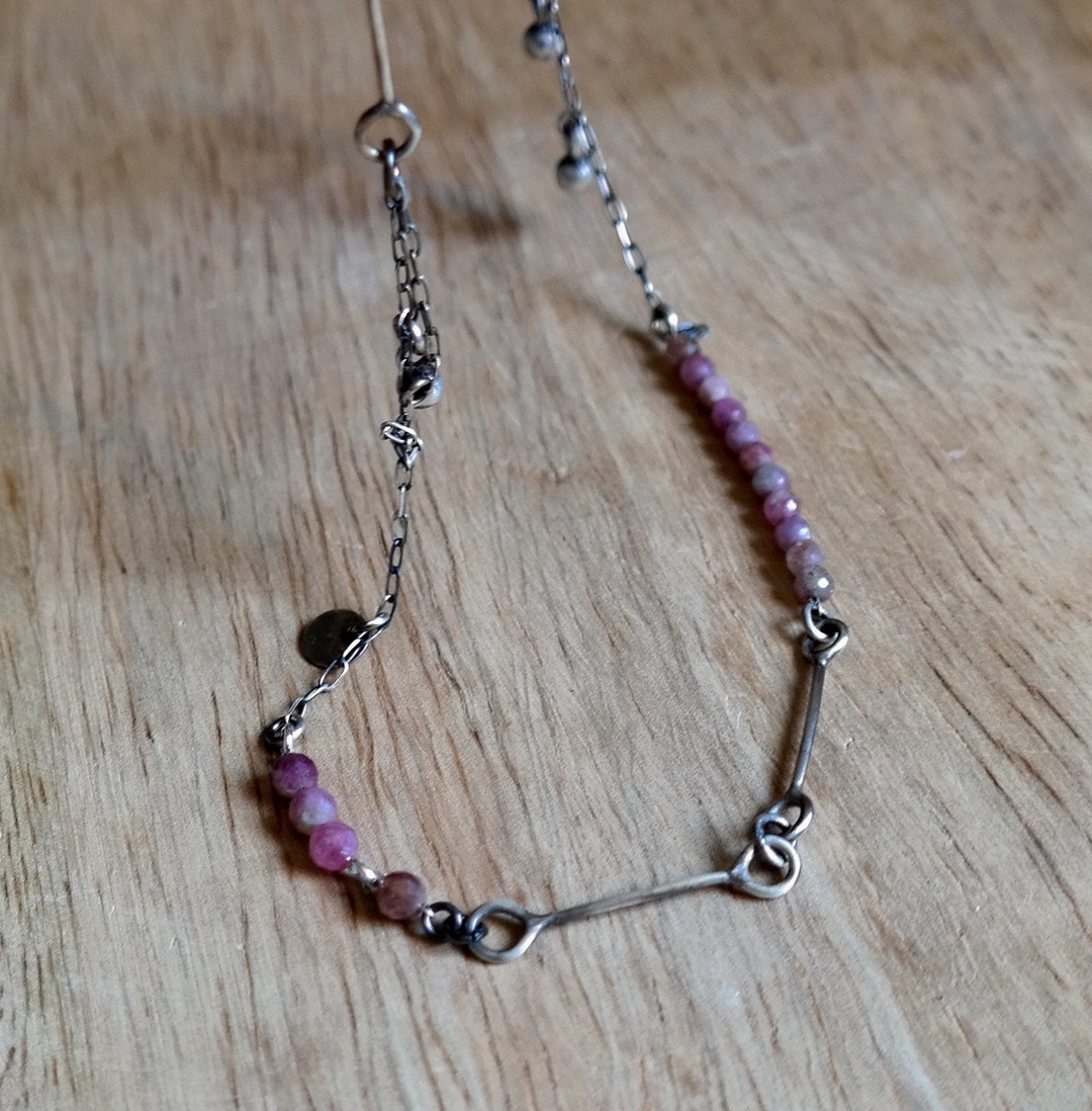 Choker Sterling Silver Necklace, Tourmaline Necklace, Handmade Jewelry, 925 Silver Choker