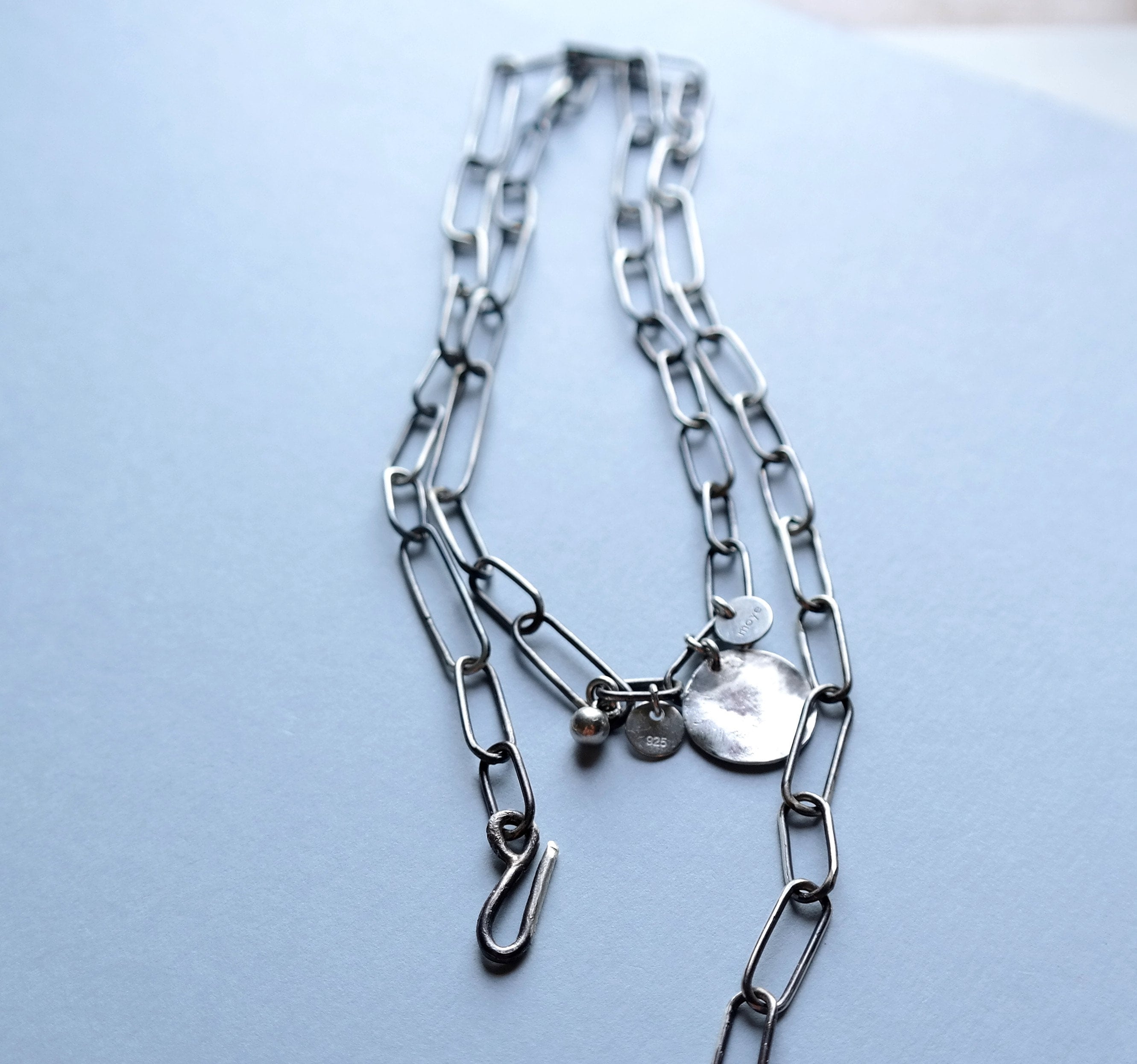 Handmade Sterling Silver Necklace Circle Charm Rustic Etsy