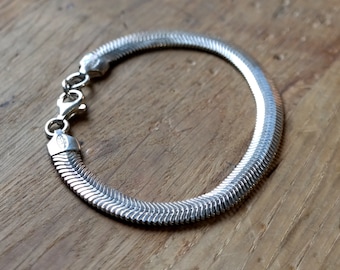 everyday bracelet, sterling silver, simple bold bracelet, silver snake chain 6 mm, silver 925