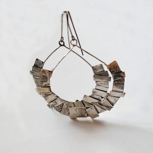Large Hoop Earrings, Sterling Silver, Raw Silver, Statement hoop Earrings, One of a kind