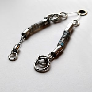 Asymmetrical Silver Earrings, Labradorite Earrings, Labradorite Jewelry, Long earrings,