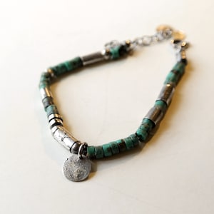 turquoise bracelet, sterling silver bracelet, boho silver 925 raw silver