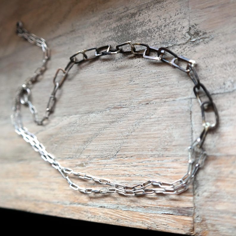 Oxidized Sterling Silver Necklace Handmade Chain Necklace Etsy