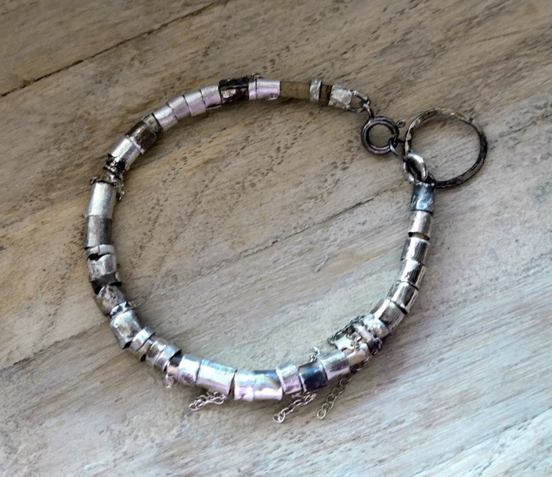 Silver Statement Bracelet Sterling Silver Bracelet Woman Etsy