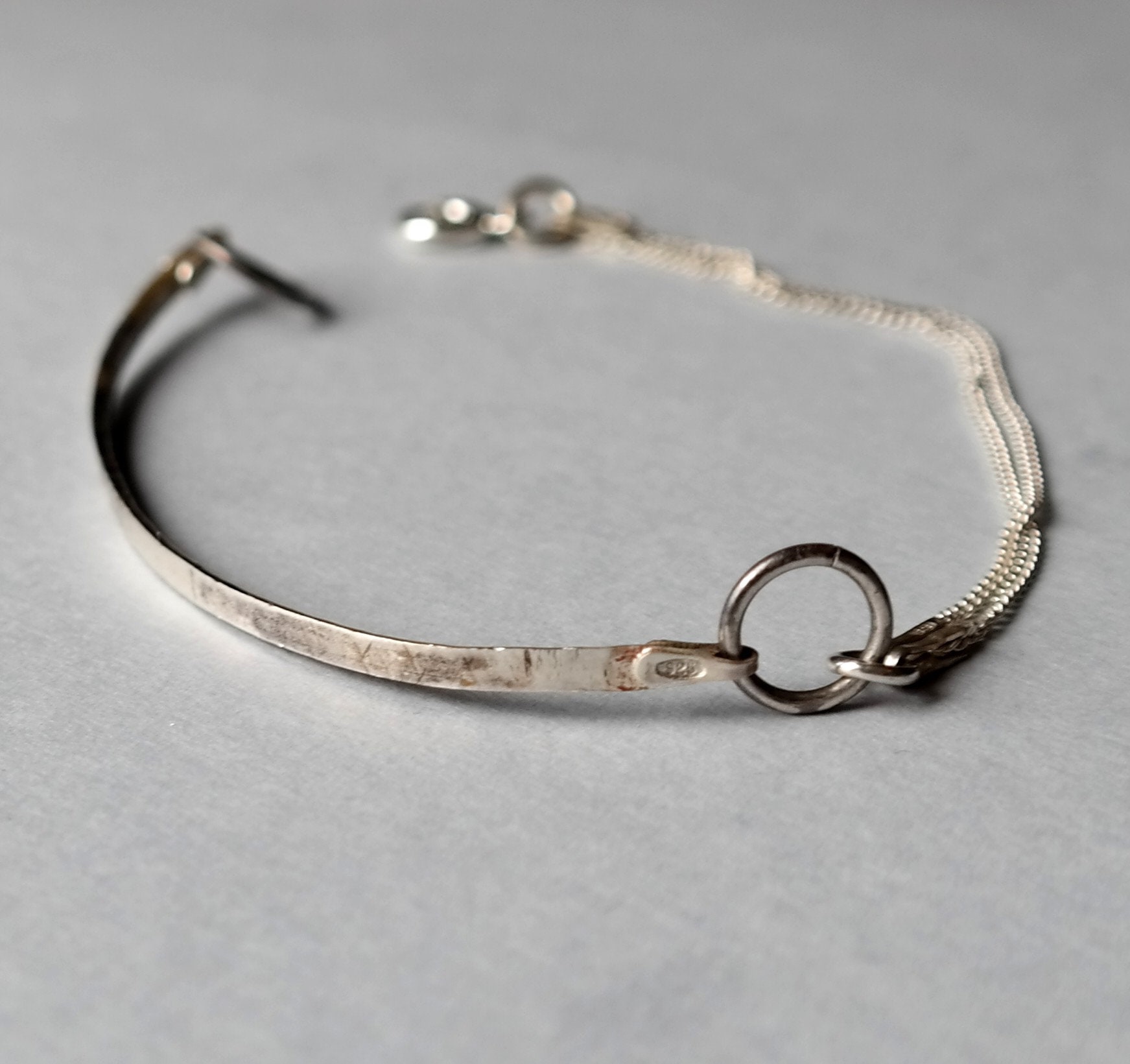 Handmade Sterling Silver Bracelet 925 Silver Hammered Etsy UK