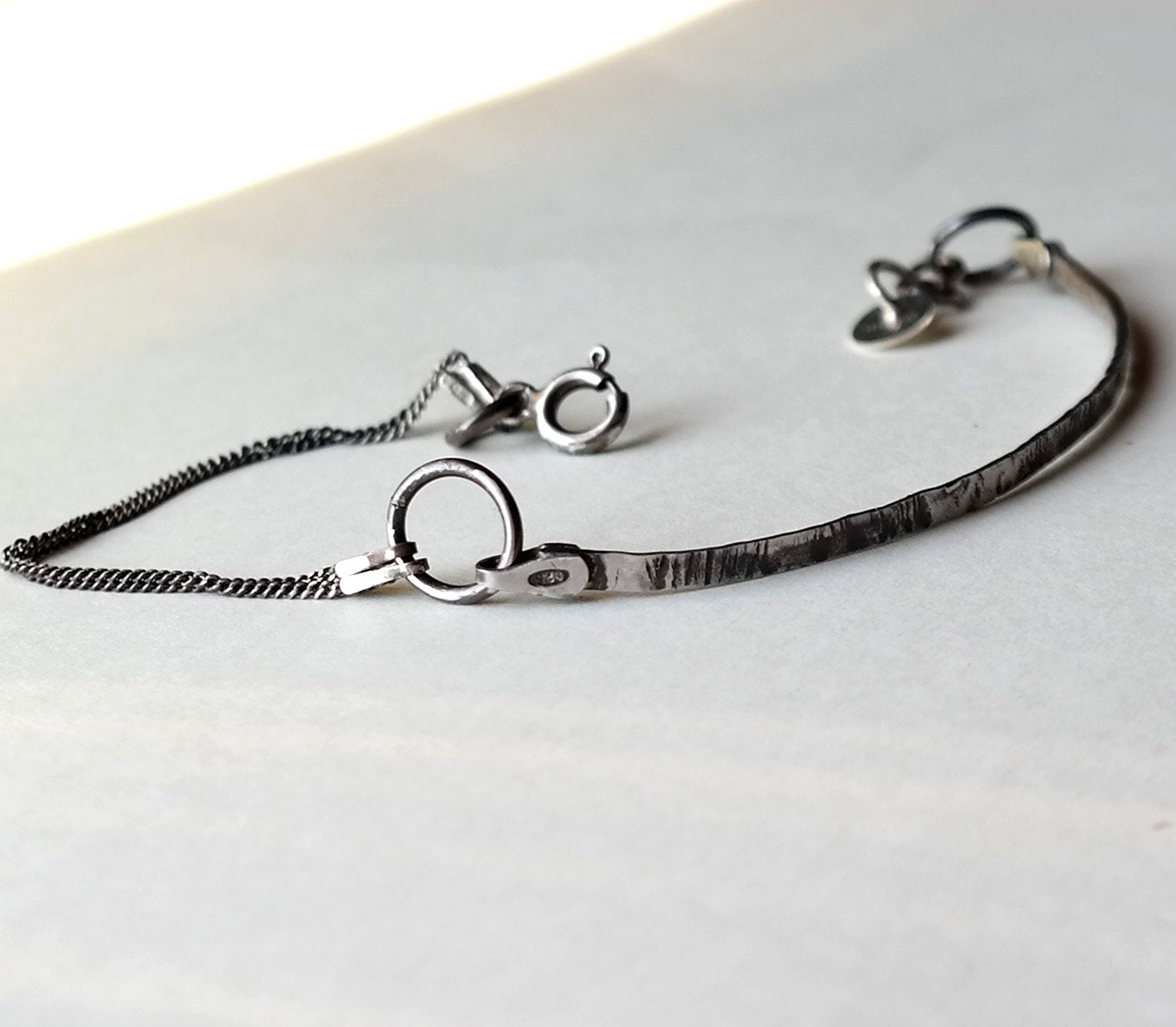 Handmade Sterling Silver Bracelet 925 Silver Hammered Etsy UK