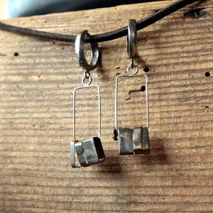 Raw Sterling Silver Earrings, Handmade Jewelry, Long Silver earrings, image 5