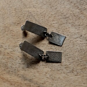 Sterling Silver Earrings, Rectangular Earrings, Fine Silver Jewelry, Raw Silver, image 2