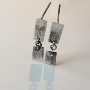 Sterling Silver Earrings, Rectangular Earrings, Fine Silver Jewelry, Raw Silver, image 10