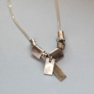 Handmade Silver Charms, Sterling Silver Necklace, Raw Silver Link Necklace, Multi Strand,