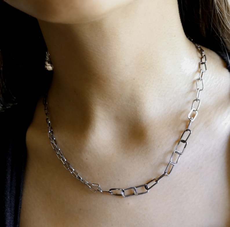 Oxidized Sterling Silver Necklace Handmade Chain Necklace Etsy