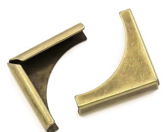 100 Protective corners/Edge Decor 28 x 20 mm, antique brass