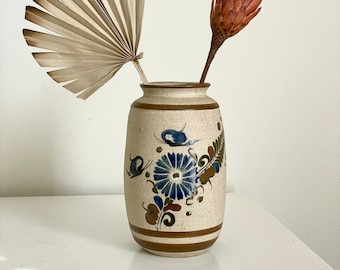 tonala sandstone mexican pottery vase / mexican folk art flower vase vase
