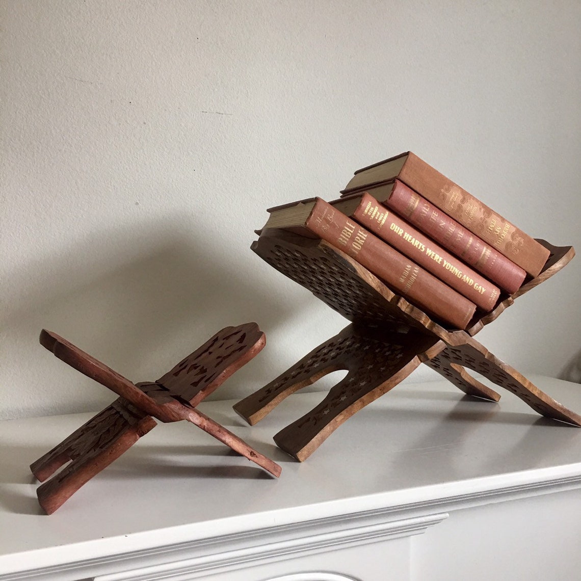 Vintage Wooden Book Stand / Hand Carved Wooden Book Stand Etsy