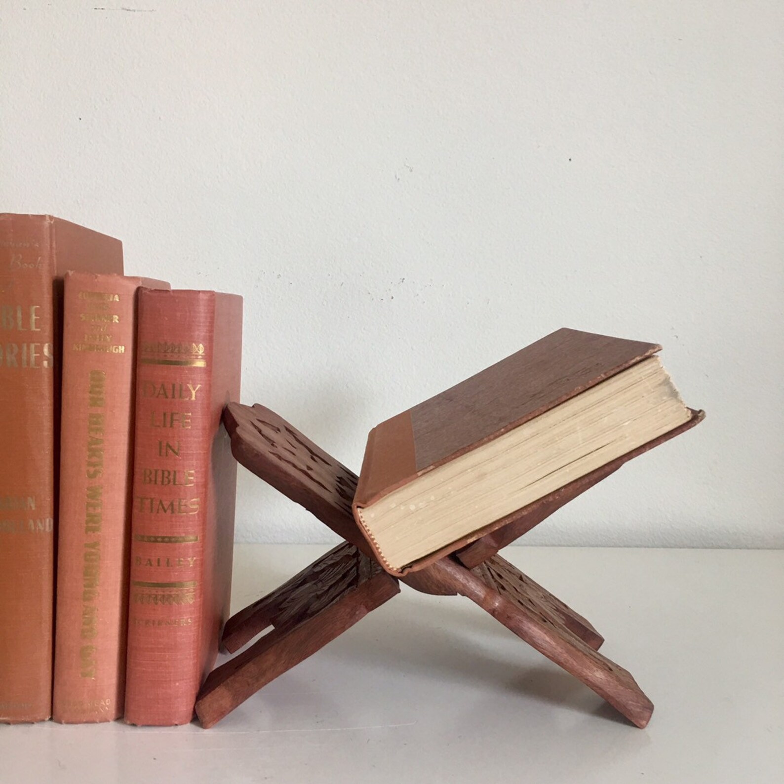 Vintage Wooden Book Stand / Hand Carved Wooden Book Stand Etsy
