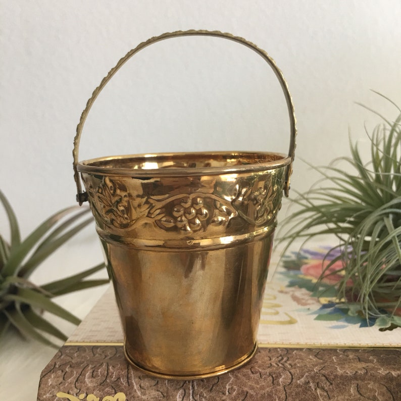 Mini Brass Bucket / Mini Brass Pail /brass Air Plant Holder / Etsy
