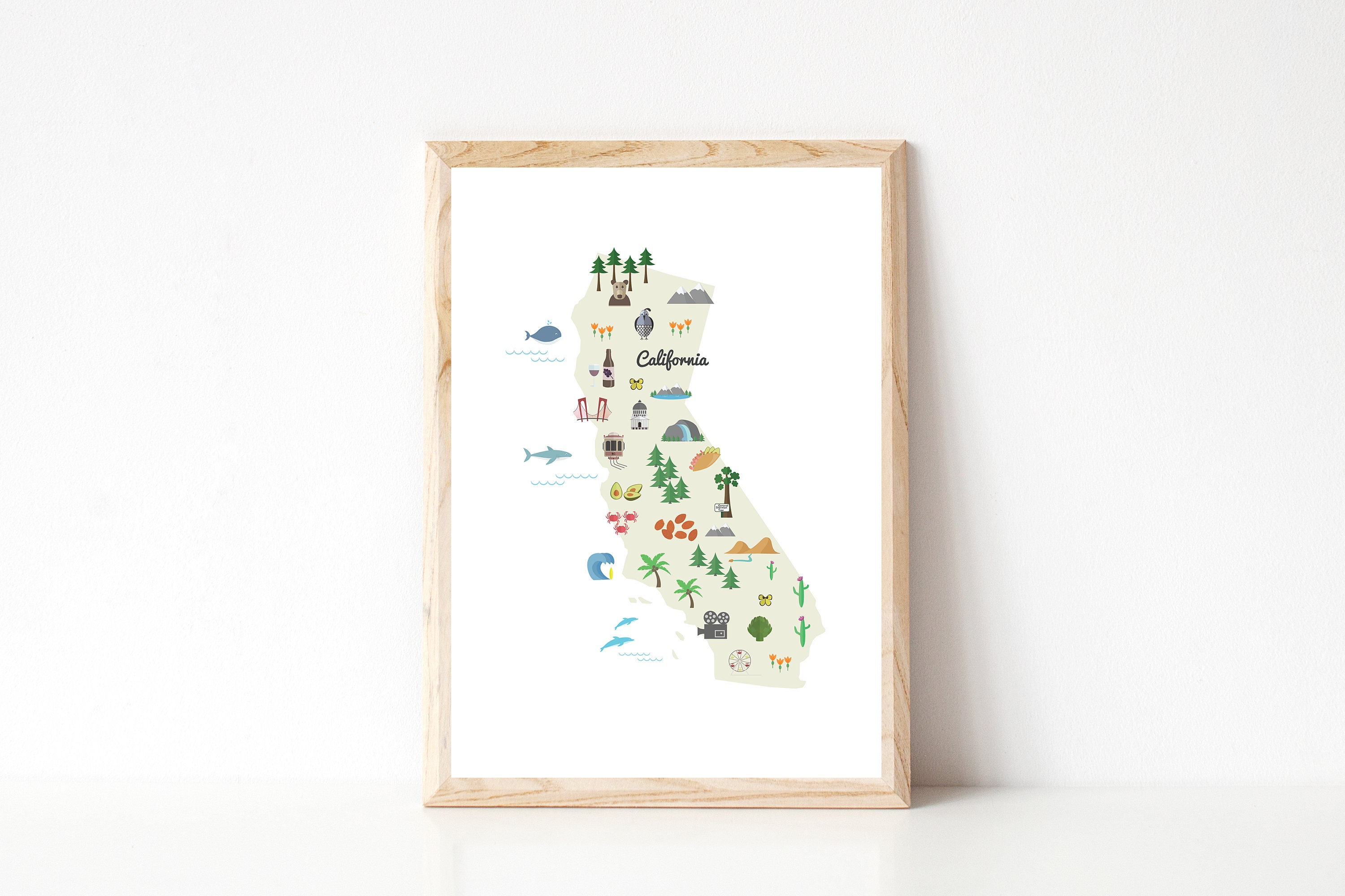 Printable California State Map, California Print, California Wall Art ...