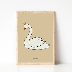 True Swan Kids Room Poster 30x40cm, A4 Nursery Poster, Baby Shower Print, Gift for Kids, Birthday Gift, Toddlers Room, Pink Swan
