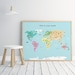 Printable Kids World Map Poster, A3, 11x14 In, 24x36 in Nursery Poster ...