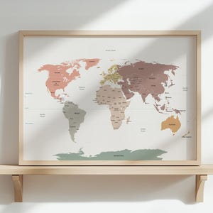 Artistieke wereldkaart poster | Reisdecor, thuiskantoorkunst, educatieve wanddecoratie, cadeau voor avonturiers, decor aardrijkskundeliefhebber