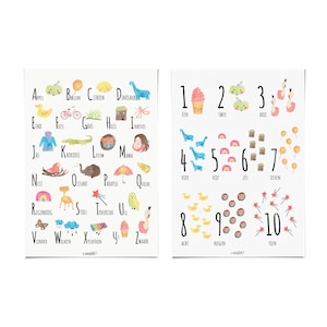 Niederländisches Posterset: Alphabet ABC und Zahlen 123 Poster 30x40 cm