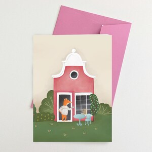 Pause-café – Carte de voeux A6 avec illustration de renard