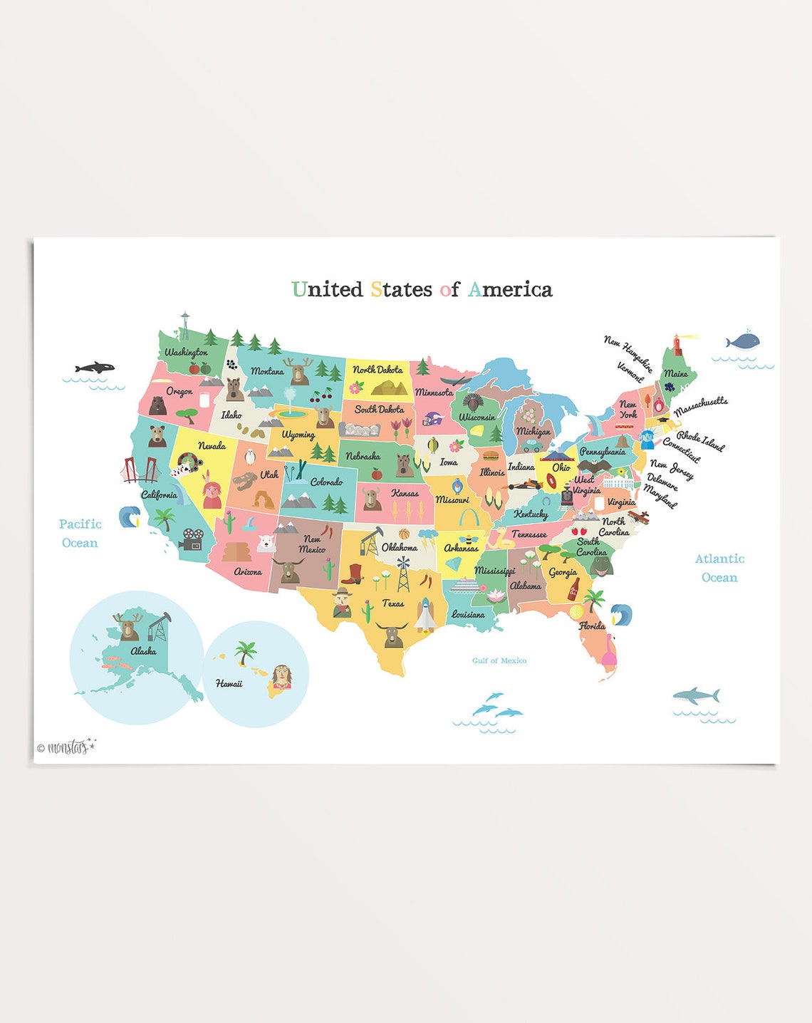 Printable United States of America Map USA Map 24x36 In - Etsy